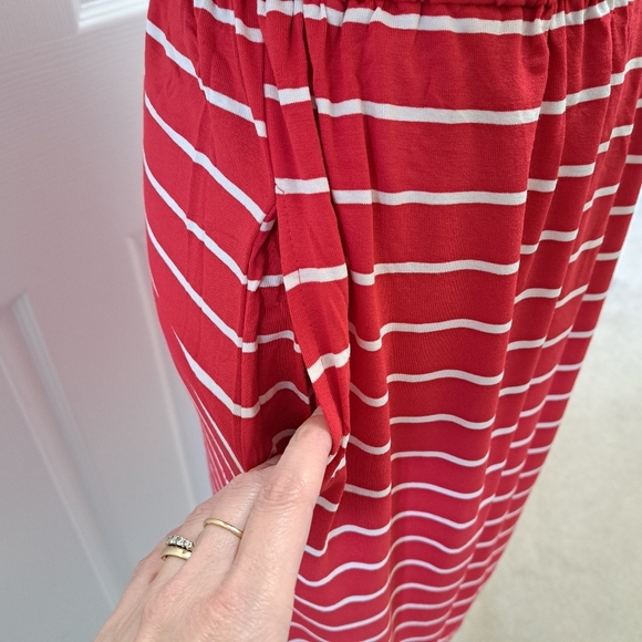 ❤️ New! Yummie Striped Dress Red And White Stripes V-neck XS Short Sleeved Dress - Picture 6 of 13